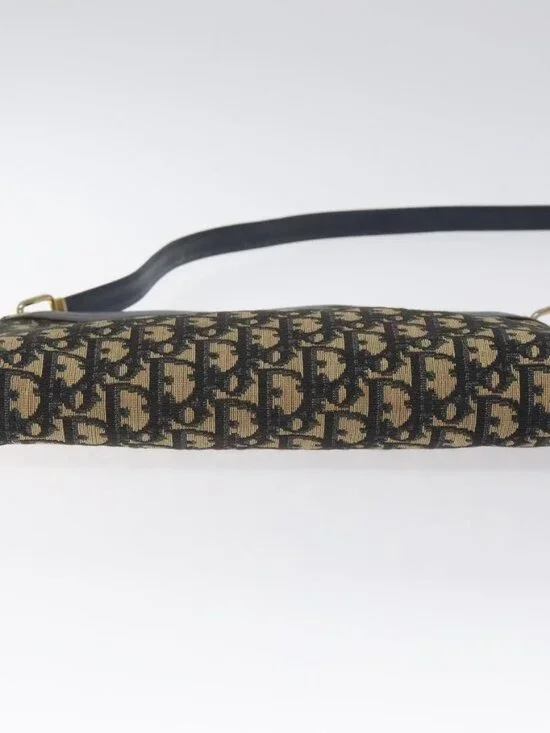 Christian Dior Trotter Canvas Shoulder Bag Navy Gold Auth BA3029 - Picture 6 of 16